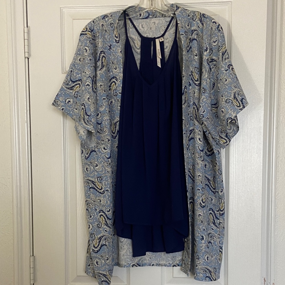Bellatrix Blue and White Paisley Top